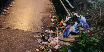Litter dump on the Wandle Trail